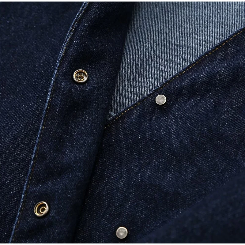 Damen-Jeanshosen-Sets, V-Ausschnitt, lange Ärmel, seitliche Knopfleiste, kurze Mäntel, hochtaillierte Faltenhosen, Herbst-Outfits für Damen, einfarbig, locker geschnitten. – Detail 5