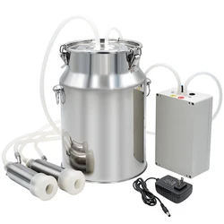 10L Electric Pulsating Cow Goat Milking Machine 220V Cattle Pulse Milking Machine Stainless Steel Milker Bucket Vacuum Pump 1Pcs