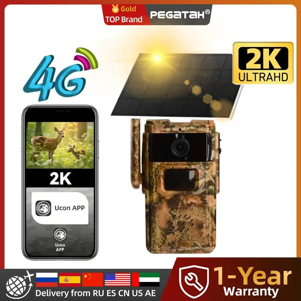 

EU 4G LTE сотовая SIM-карта 2K батарея солнечная уличная водонепроницаемая охотничья тропа PIR движения ночного видения камера дикой природы Ucon APP
