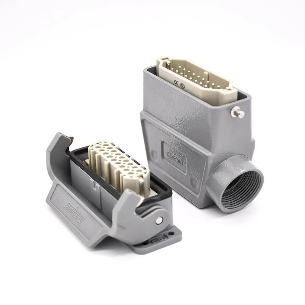H16A Heavy Duty Multi Pin Connector 18Pin Silver Plating Size PG21 Plastic Button Female Butt-Joint Male