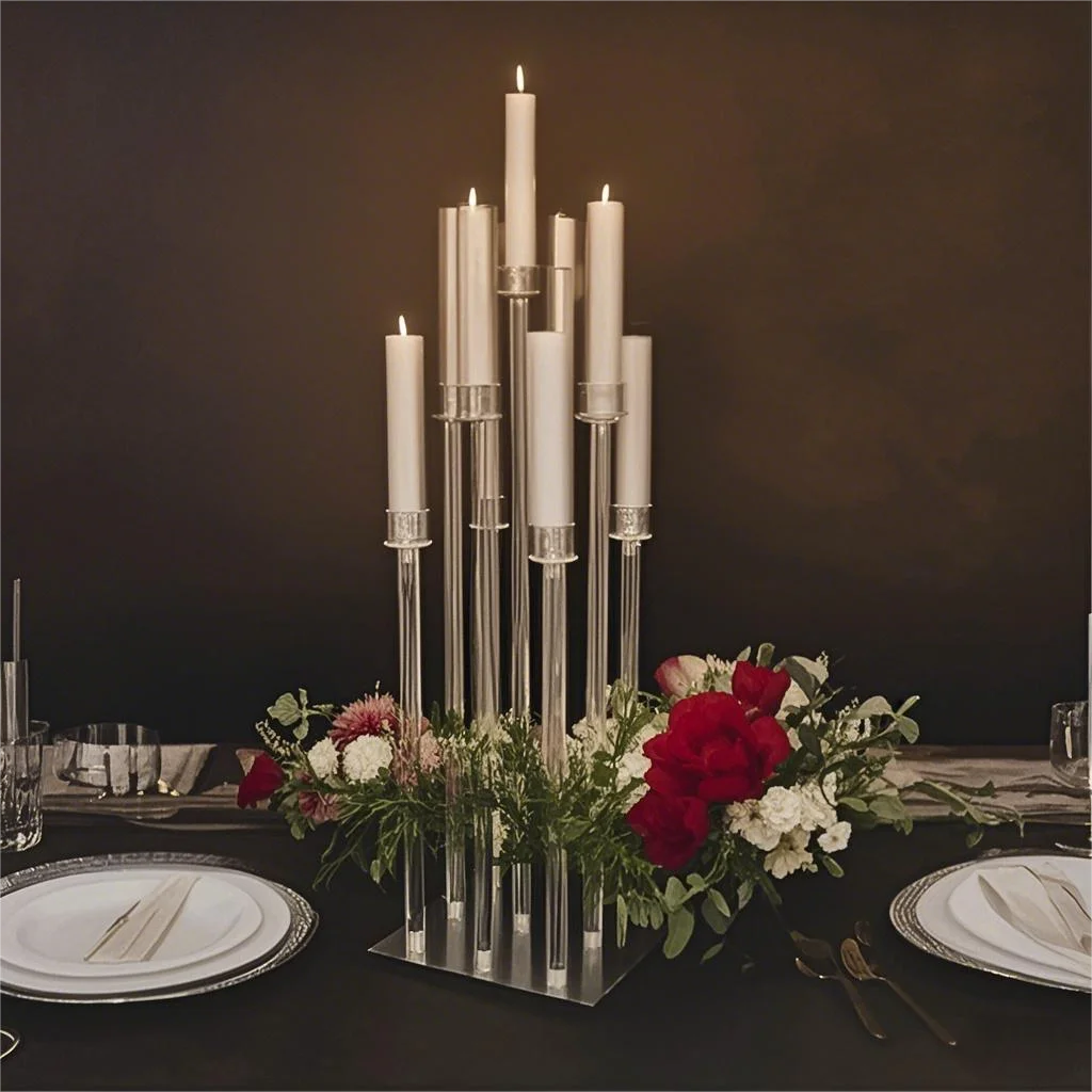 2-10pcs Acrylic Candelabra 9 Heads Candle Holders Wedding Candle Holders Flower Stand Candle Holders for Center Table Decoration