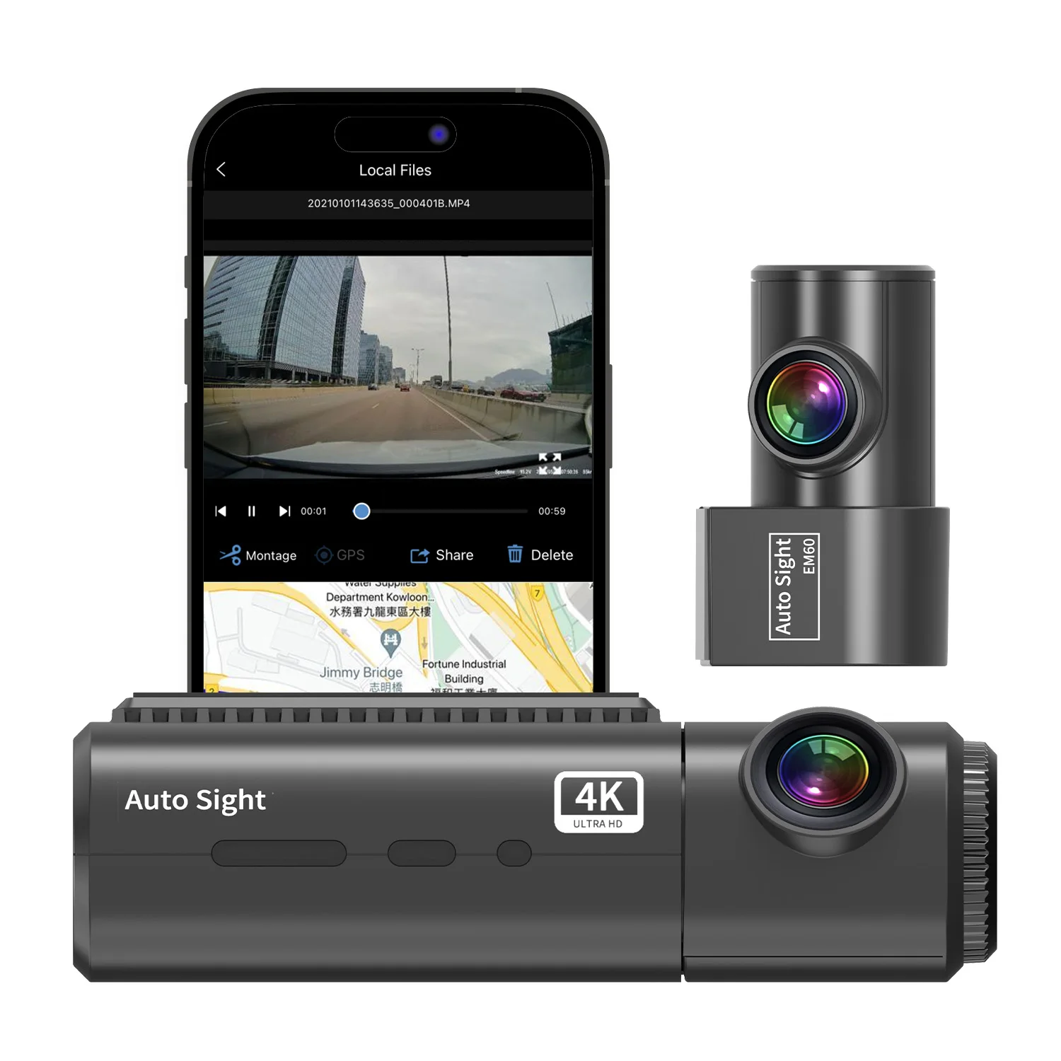 Auto Sight 4K Dual Lens Dash Cam Front & Rear Starvis 2 4K Night Vision Car Recorder Vehicle Blackbox cameras Auto DVR