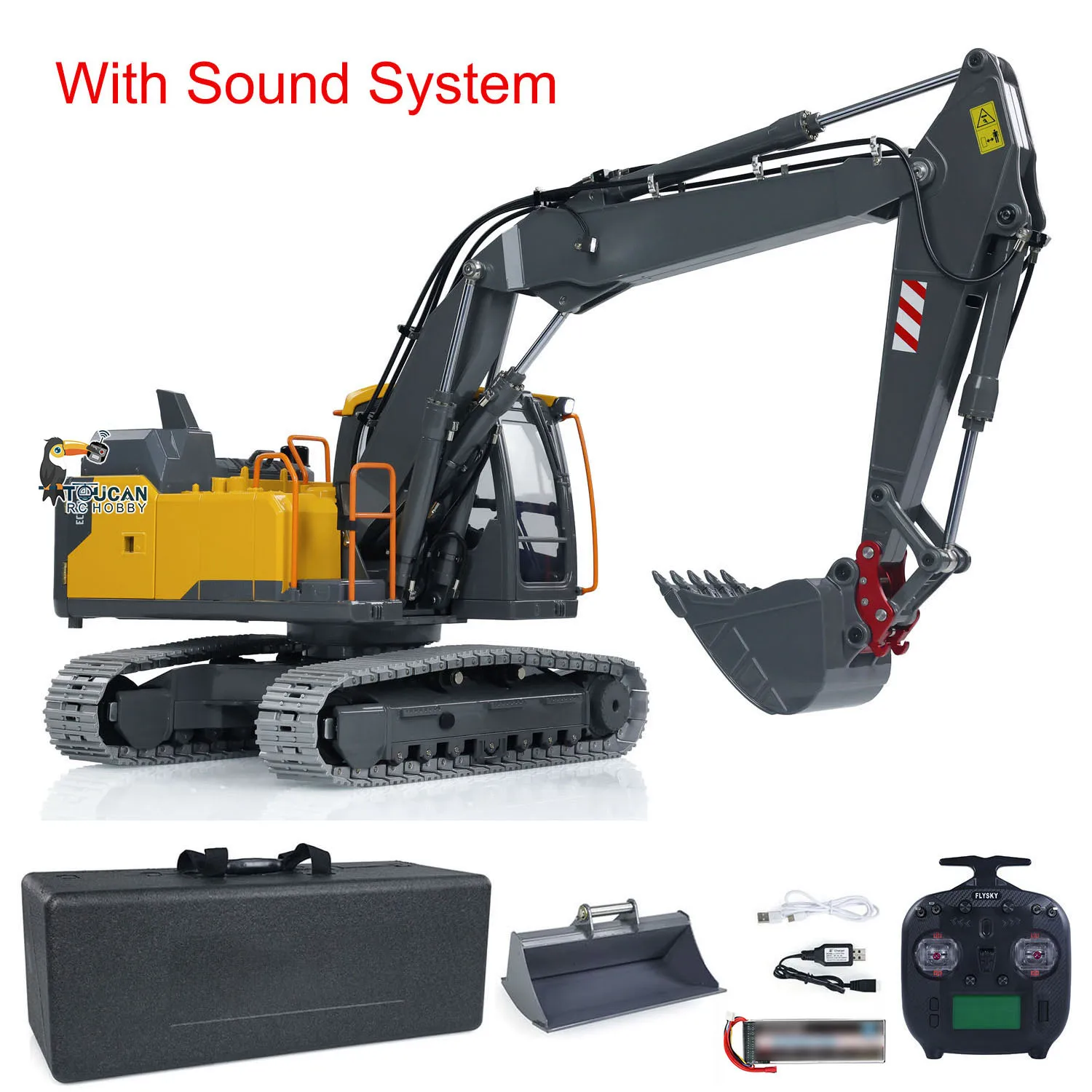 1/14 EC160E 3 Arms RC Hydraulic Excavator Remote Control Diggers Stander Version Sound Light System Painted Construction Toys