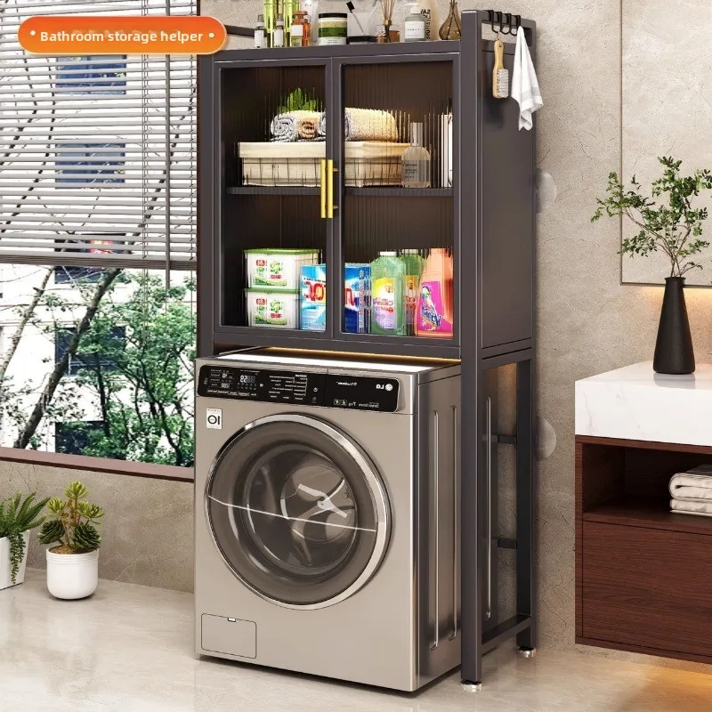 Floor Standing Washing Machine Shelf for Balcony and Bathroom Spacious Laundry Storage Organizer Sturdy Household Utility Rack