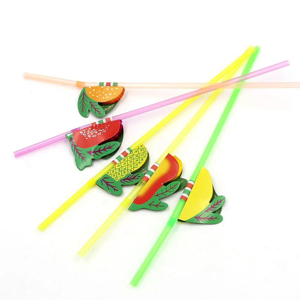

50Pcs Fruit Honeycomb Ball Straws Disposable Cocktail Straws Tropical Luau Hawaiian Party Smoothies Coffee Tea