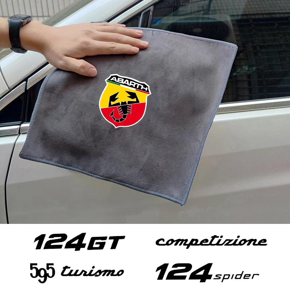 For Fiat Abarth 124 Spider 595 PISTA COMPETIZIONE TURISMO 695 BIPOSTO 124 GT Car Wash Towel Suede Microfiber Cleaning Rag Cloth