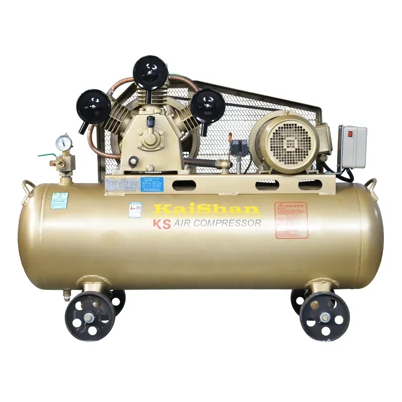 Kaishan 5hp 3 Piston Air Compressor Pump 8 Bar Belt Driven 500 Liter Portable Mobile Unit 20Hp Reciprocating Engine Gas Tank