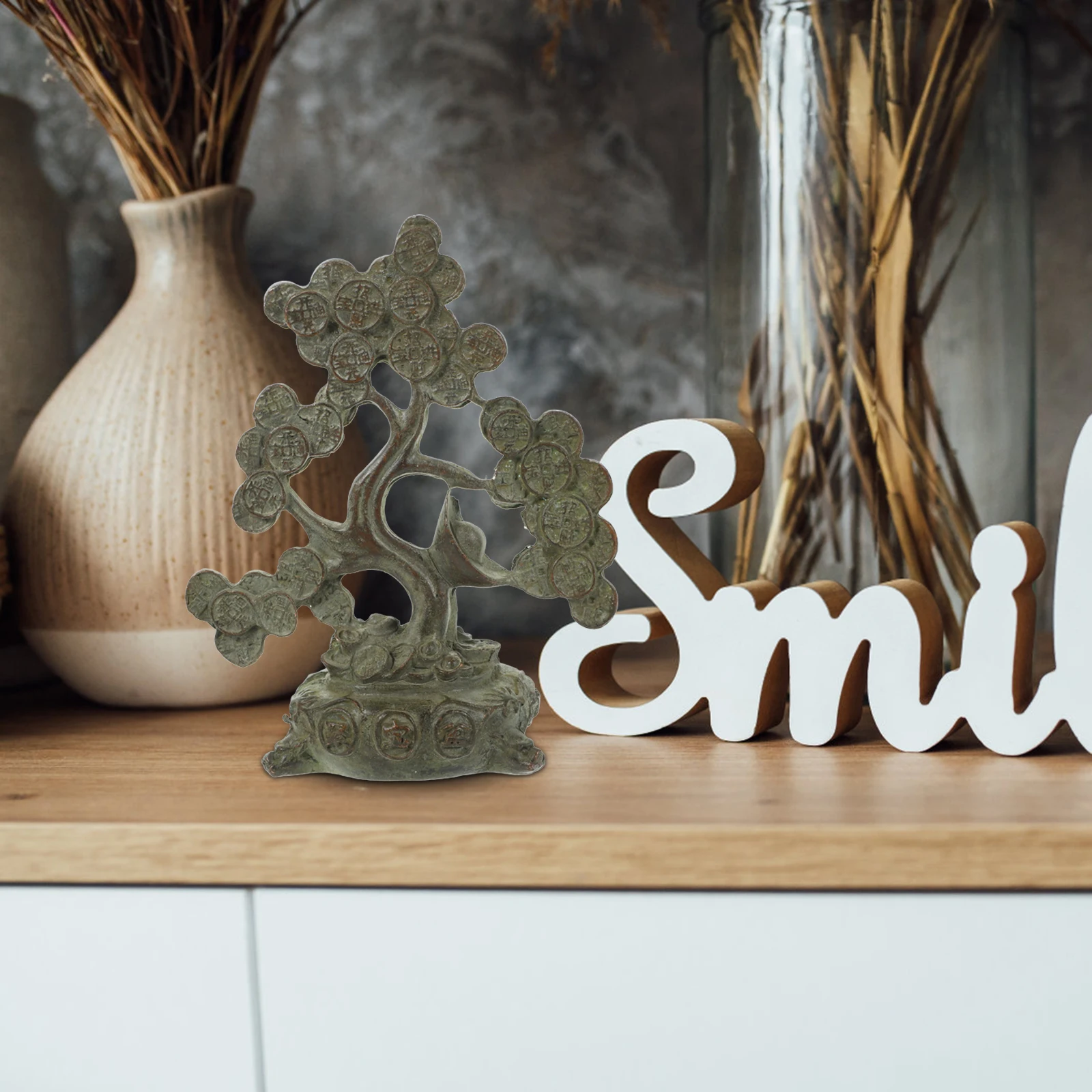 

Copper Fortune Tree Ornament Home Tree Table Centerpiece Decor Statue Bonsai Plant Good Luck Gift Retro Mini Model