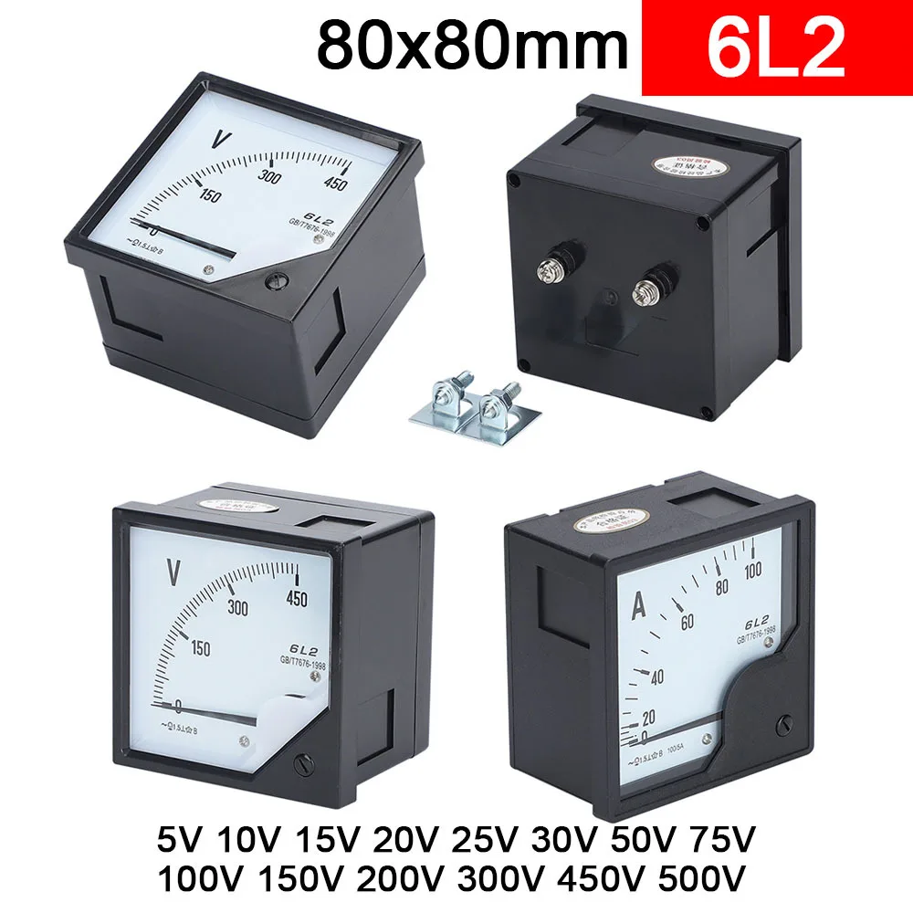 

6L2 Вольтметр переменного тока 5 В 10 В 15 В 20 В 25 В 30 В 50 В 100 В 150 В 300 В 450 В 500 В 600 В 800 В 1000 В 1 кВ Аналоговый вольтметр Панельный измеритель напряжения