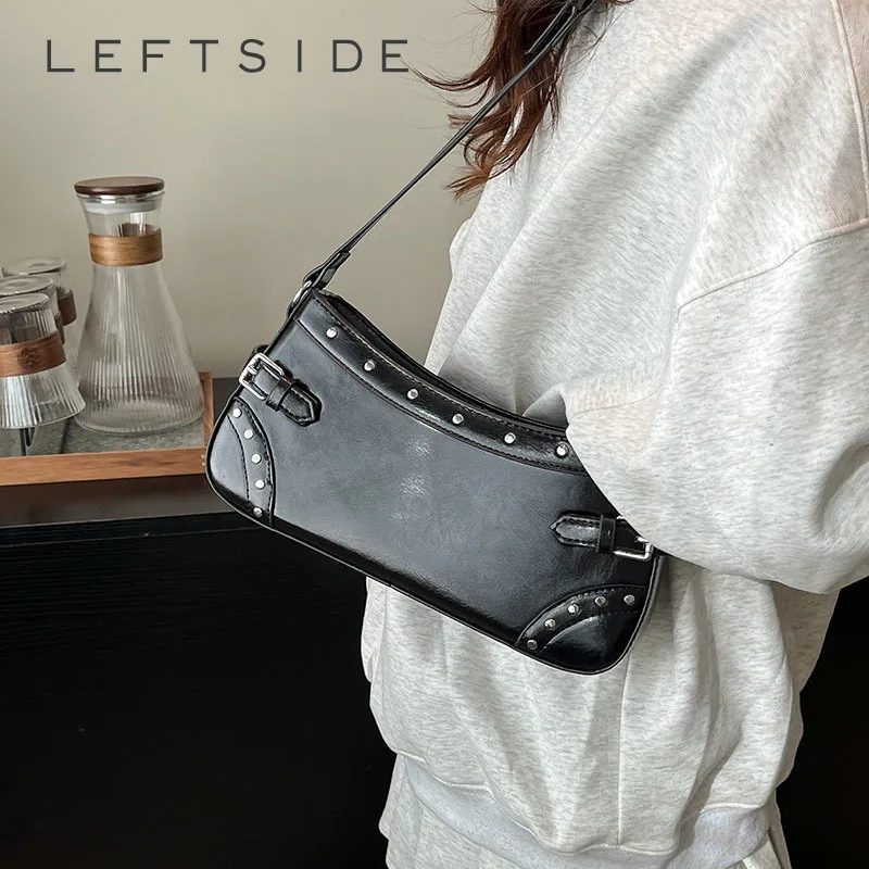 

LEFTSIDE Small Shoulder Bags for Women 2025 Korean Fashion New Trend Females PU Leather Crossbody Bag Y2K Handbags and Purses
