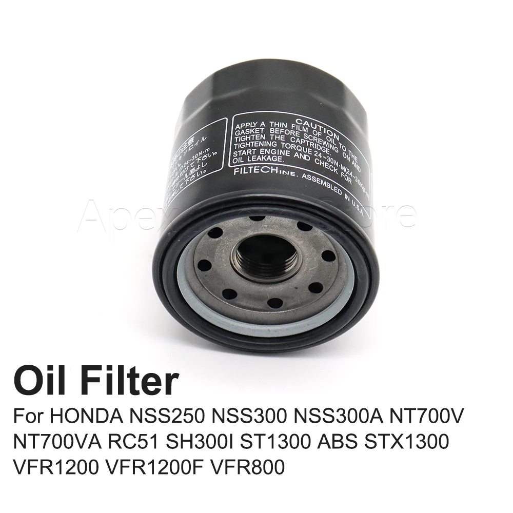 

Motorcycle Oil Filter For HONDA NSS250 NSS300 NSS300A NT700V NT700VA RC51 SH300I ST1300 ABS STX1300 VFR1200 VFR1200F VFR800