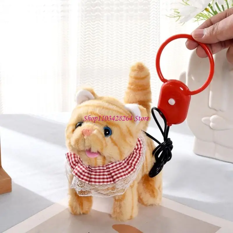  Interactive Electric Plush Cats Toy with Realistic Walking and Meowing Feature for Children Birthday Celebration Gift