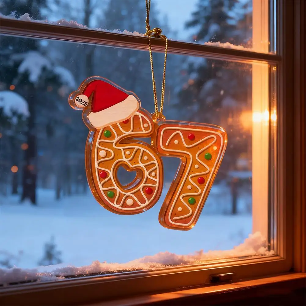 Christmas 67 Acrylic Ornament, Six Seven Funny Xmas Holiday Ornament, Funny 67 Decorations Meme Grandkid Gift for Christmas Tree