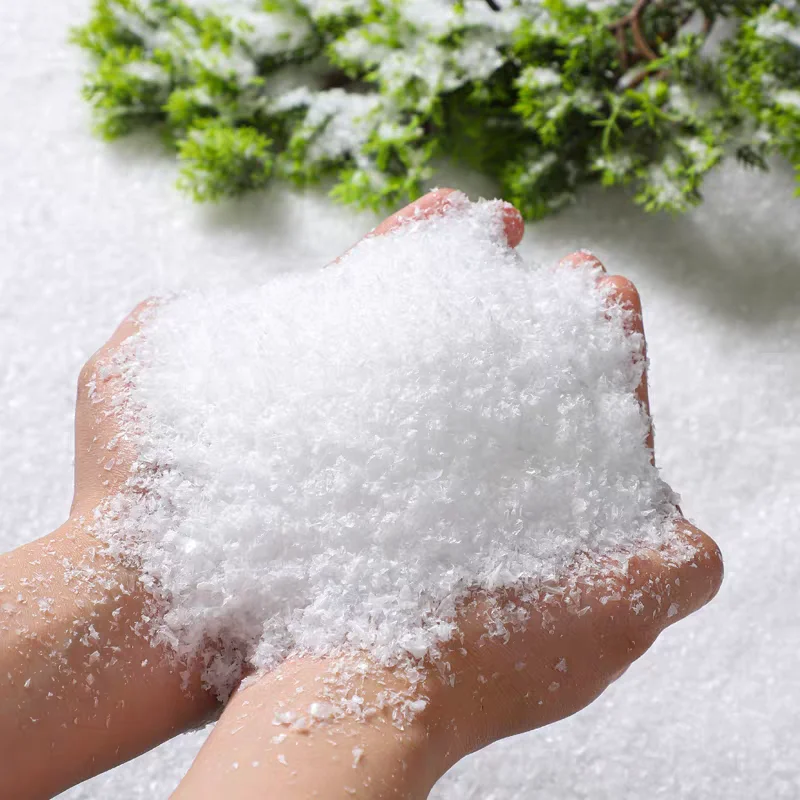 Dry Artificial Snow Powder Cotton Fake Snowflake Prop Water Activated Snow For Window Photo Snow Scene Window Display Sets