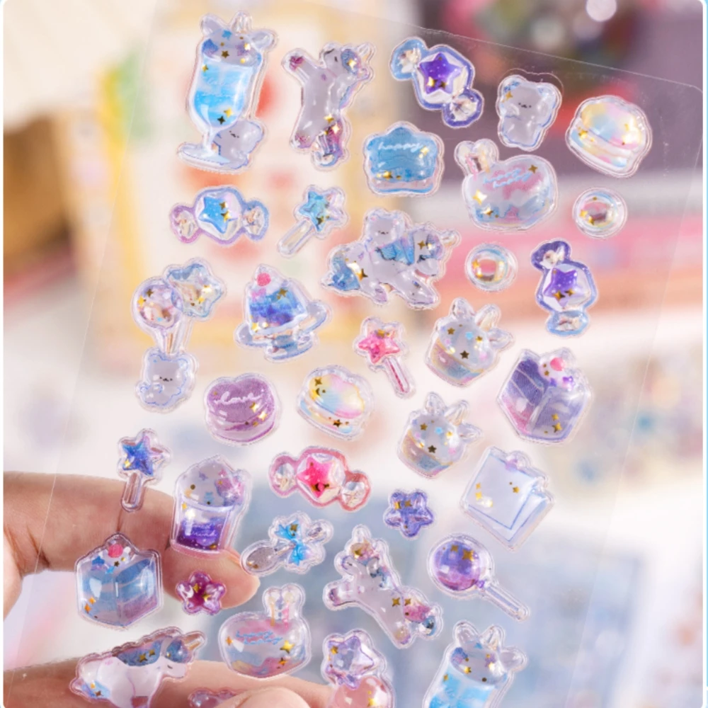 1 قطعة/4 قطعة الكرتون ثلاثية الأبعاد قطرة الإغاثة ملصقات أرنب صغير حيوانات البحر القطط سكرابوكينغ Diy بها بنفسك مجلة لطيف القرطاسية المدرسية ملصقات