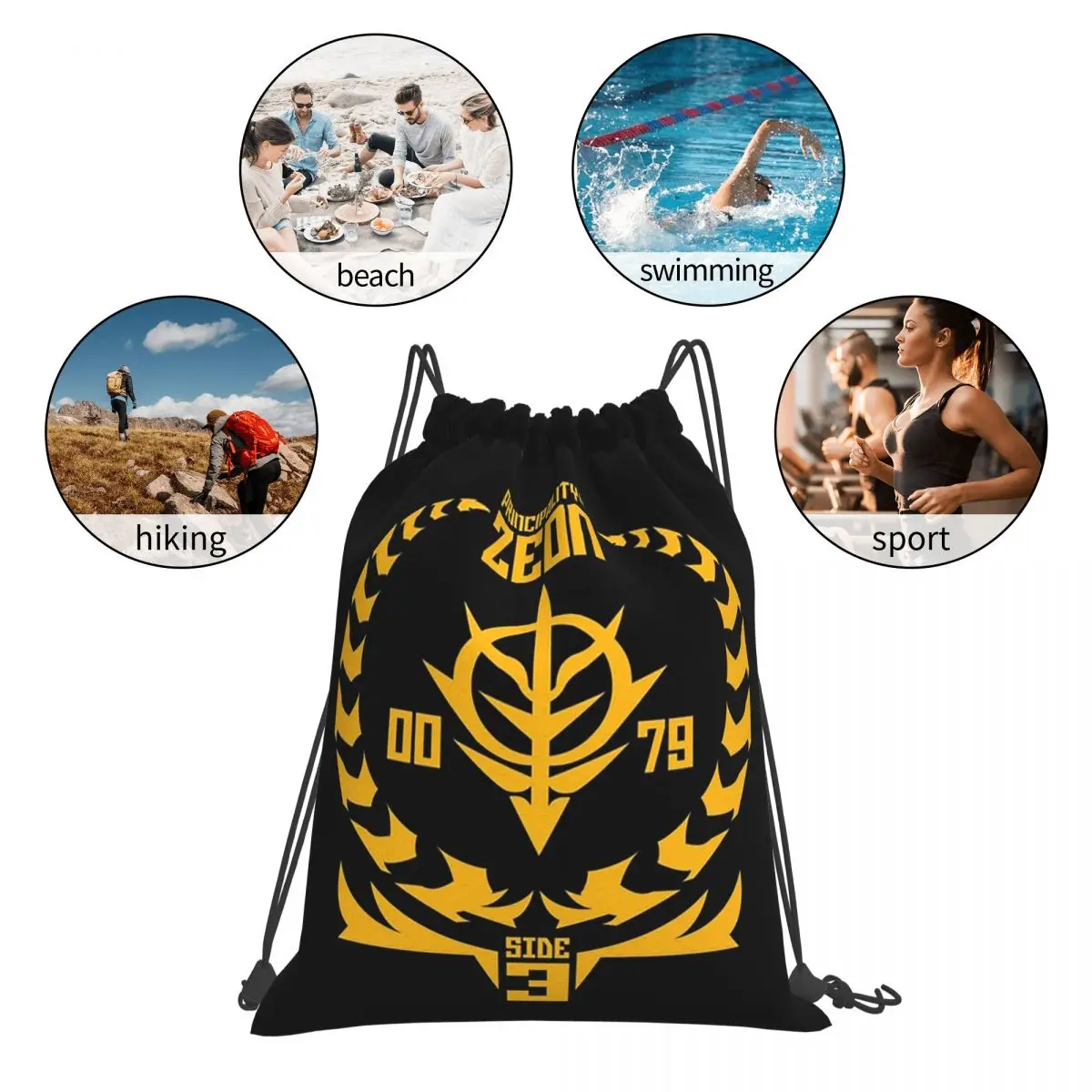 Principality Of Zeon Backpacks Casual Portable Drawstring Bundle Pocket Sports Bag Book Bags For Man Woman Students