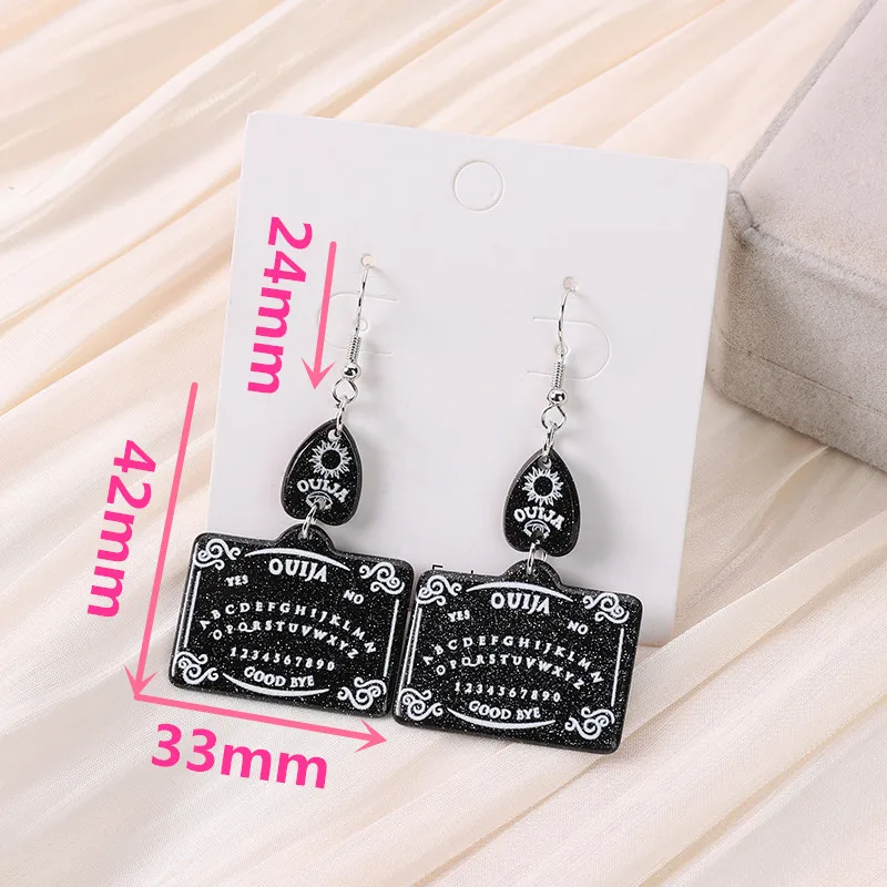 1Pair Ouija Planchette Dangle Earrings Flatback Acrylic Black Punk Magical Divination Game Jewelry  Crafts