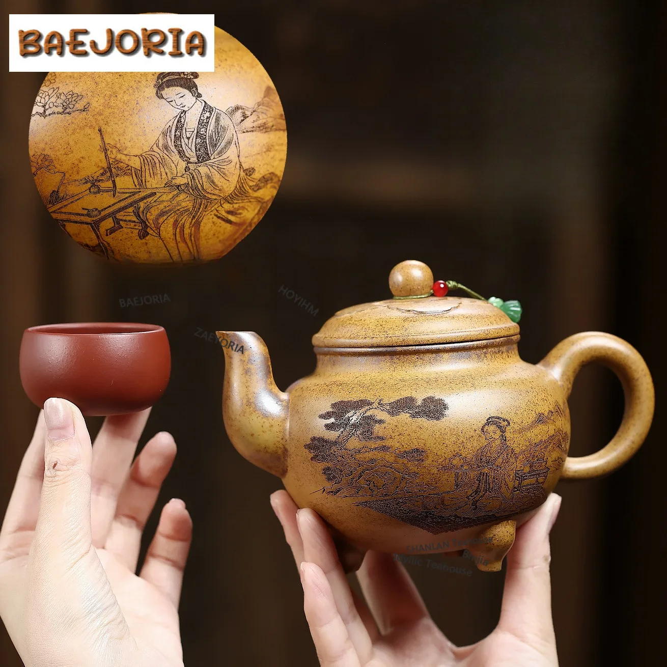 500ml Creative Yixing Purple Clay Teapots Handmade Engraving Pot Raw Ore The Keel Gold Sand Mud Kettle Zisha Teaset Tea Services