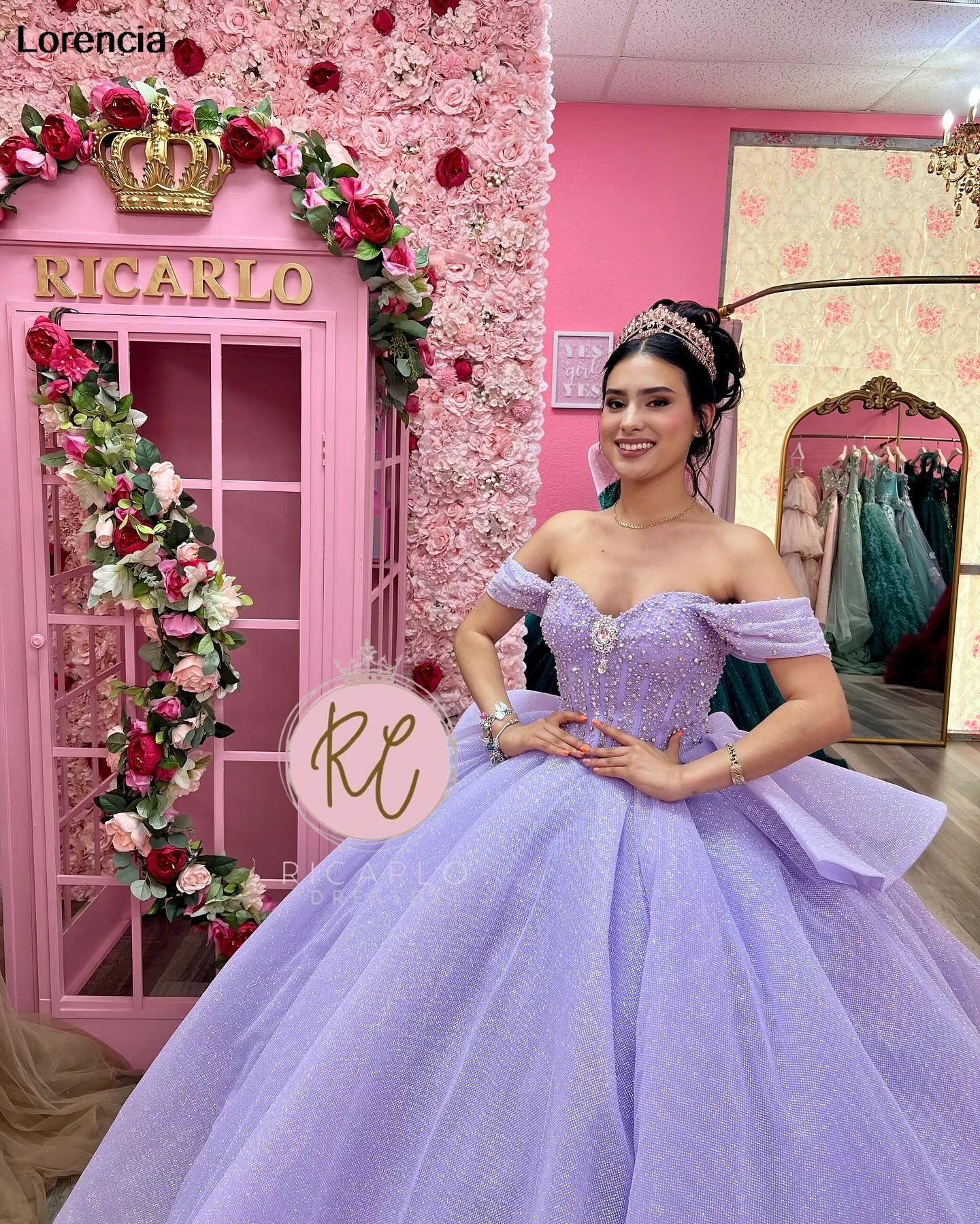 Personalizado mexicano lilás quinceanera vestido de baile brilhante renda applique frisado arco espartilho doce 16 vestidos de 15 anos yqd844