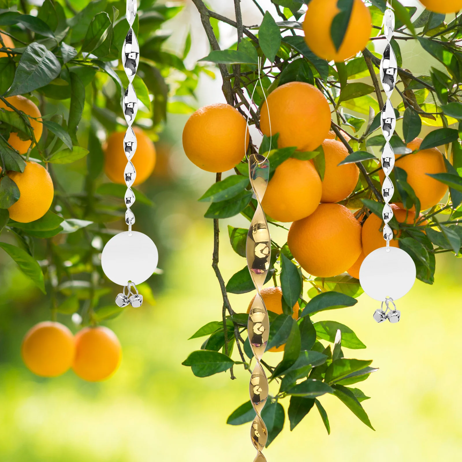 

10Pcs Wind Twisting Bird Repelling Rods High Reflectivity Spiraled Design for Garden and Porch Bird Devices Rods with Bells