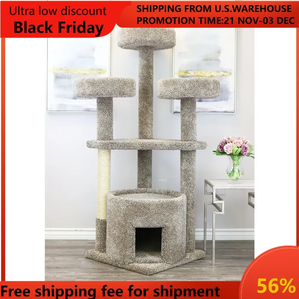 30014-Neutral Main Coon Cats House Cat Tree  cats scratching post  cats scratcher cat tree house