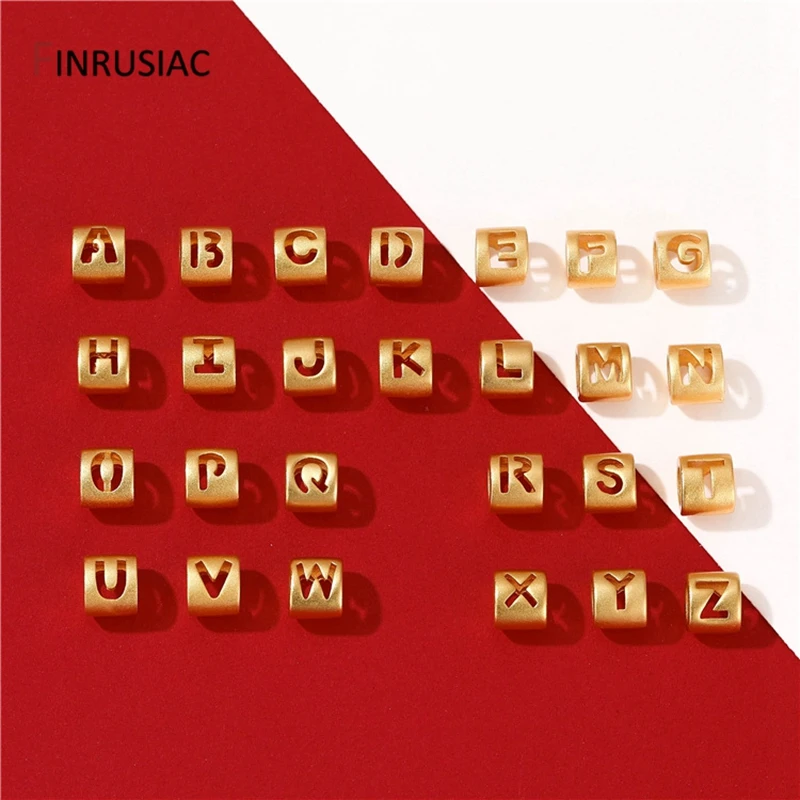 Jewelry Making Supplies 26 Letters Beads 14K Gold Plated Brass Hollow Alphabet Pendants For Bracelets Necklace Fittings