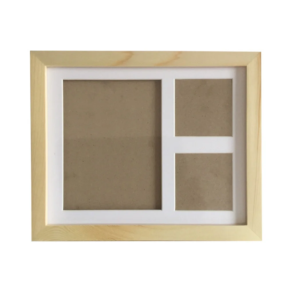 Baby Handprint and Footprint Kit Wooden Color Photo Frame Infant Ink Pad for Baby Room Decor Gift Infant Footprint Frame