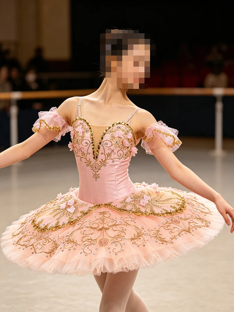 Yellow ballet tutu for girls professional competition skir pink peach children ballet costume pancake tutu stage dance wear 9233