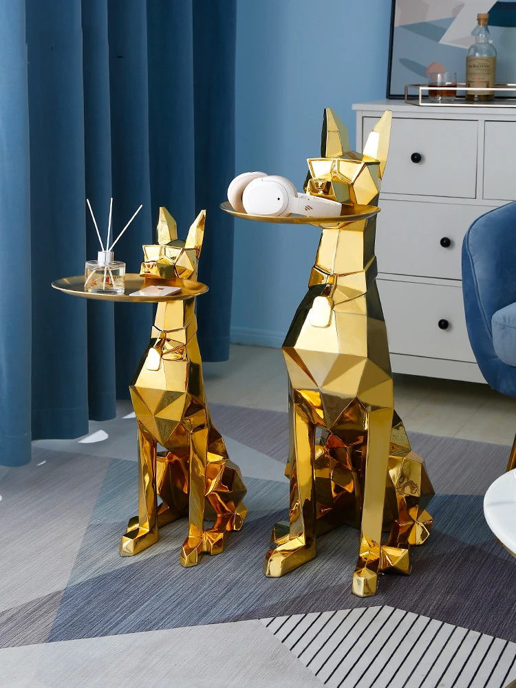 Home Decor Gentleman Dog geometria statua powitanie ozdoby taca figurka ganek pokój artystyczny dekoracja żywica zwierzęta rzeźby