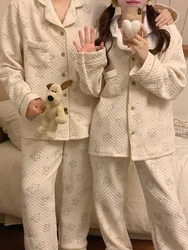 Lover Quilted Thicken Cartoon Bear Winter Long Sleeve Pajama Set Women Loose New Elegant Casual Pattern Simple Sleepwear Ins