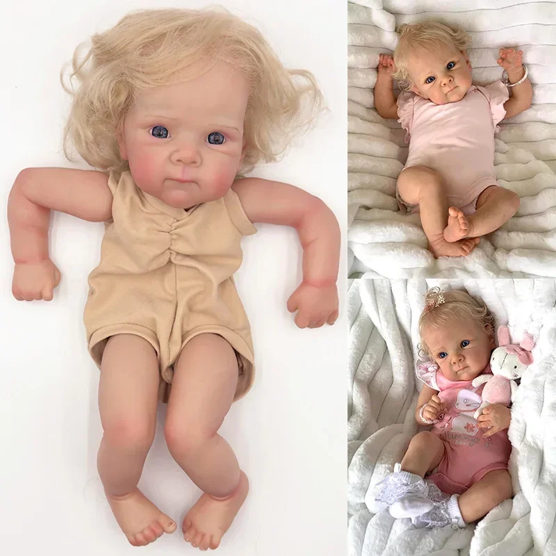 18inch bettie Lifelike Awake Baby with curly hair Reborn Doll Kit Already Painted Unfinished Doll Parts DIY Baby toys