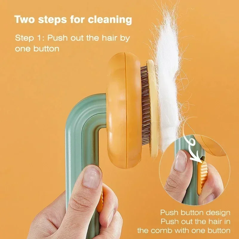 Pumpkin Pet Brush Self Cleaning Slicker Brush for Shedding Dog Cat Grooming Comb Removes Loose Underlayers and Tangled Hair