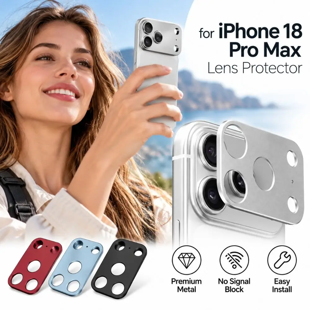 Aluminum Metal Camera Lens Cover Full Cover Anti Scratch Phone Camera Cover Wine Red for iPhone 18Pro/18 Pro Max