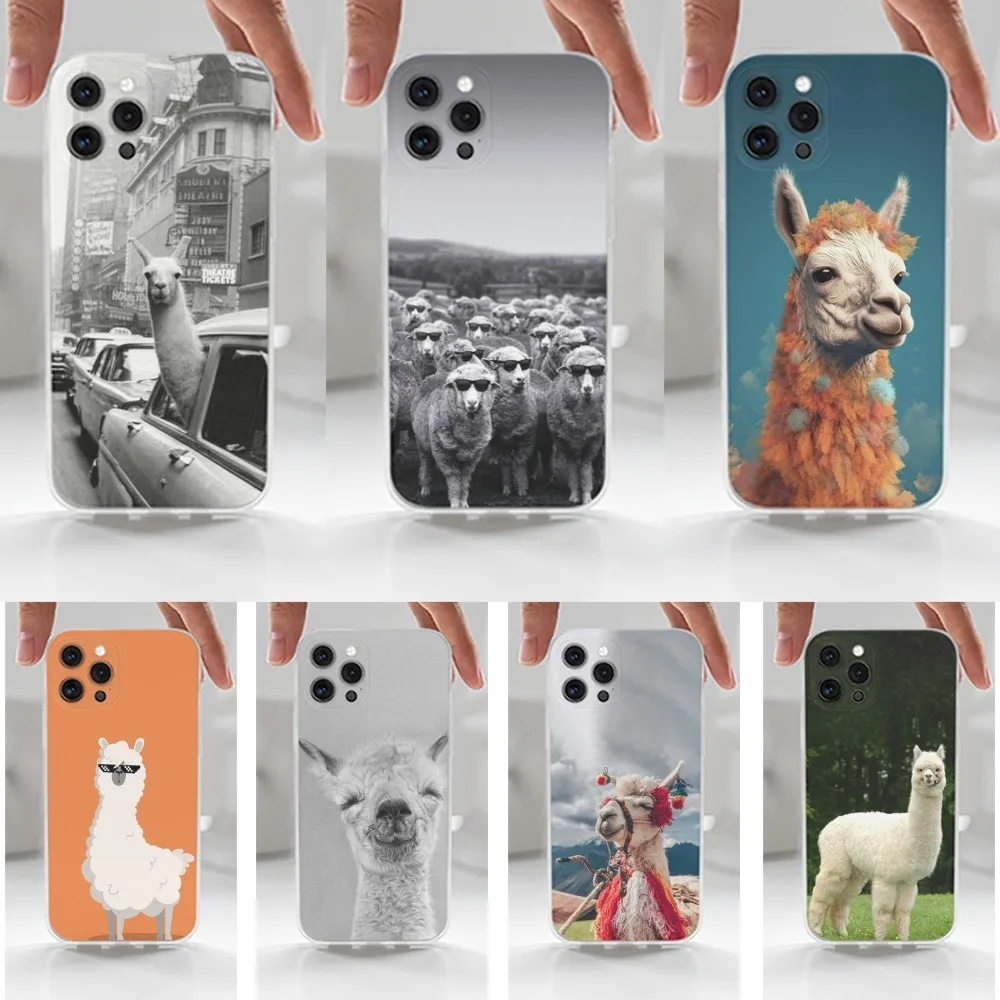 Lama Llama Alpaca Phone Case For iPhone 16,15,14,13,12,11 Plus,Pro,Max,XR,XS,X,7,8 Plus,SE,Mini,Transparent,Silicone Case