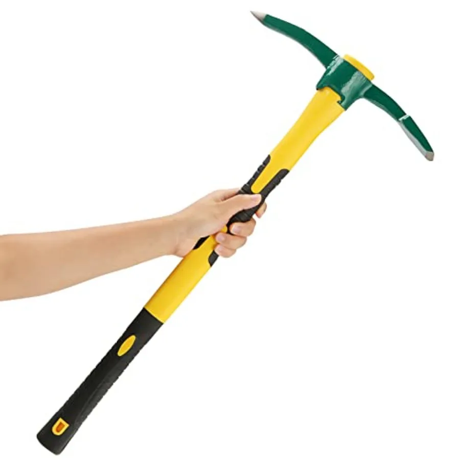 

24 Inch Large Pick Mattock Hoe, Garden Pick Axe Forged Steel Weeding Mattock Hoe Tool with Fiberglass Handle for Loosening Soil