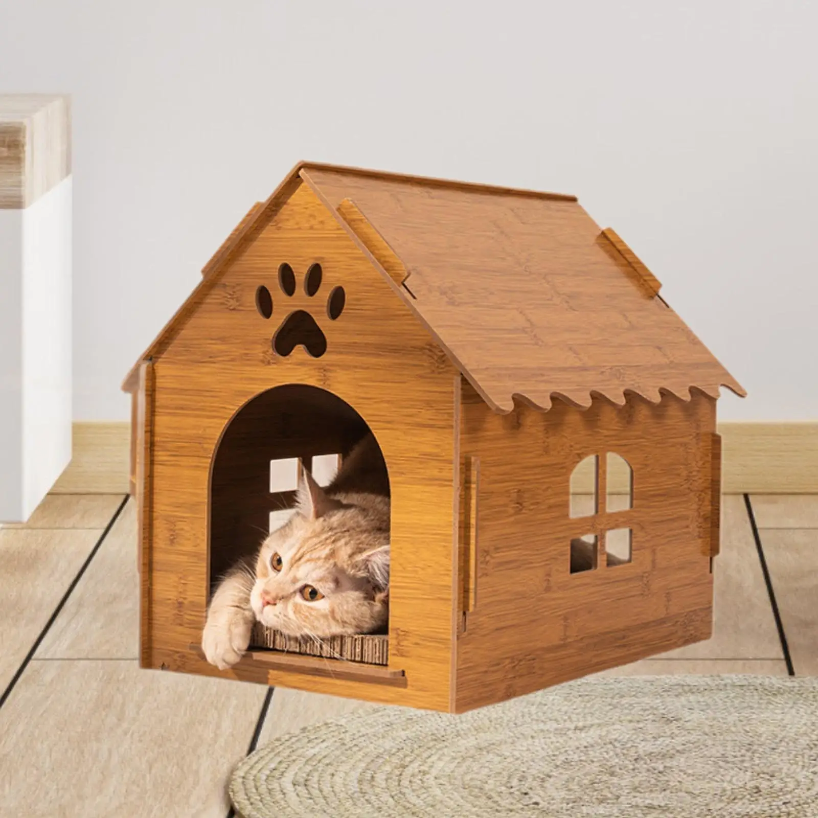 Cat Scratcher House,Cat Nest,Scratch Resistant Cat Bed Cave with Air Vents Cat Scratch Board for Indoor Cats for Play Scratch