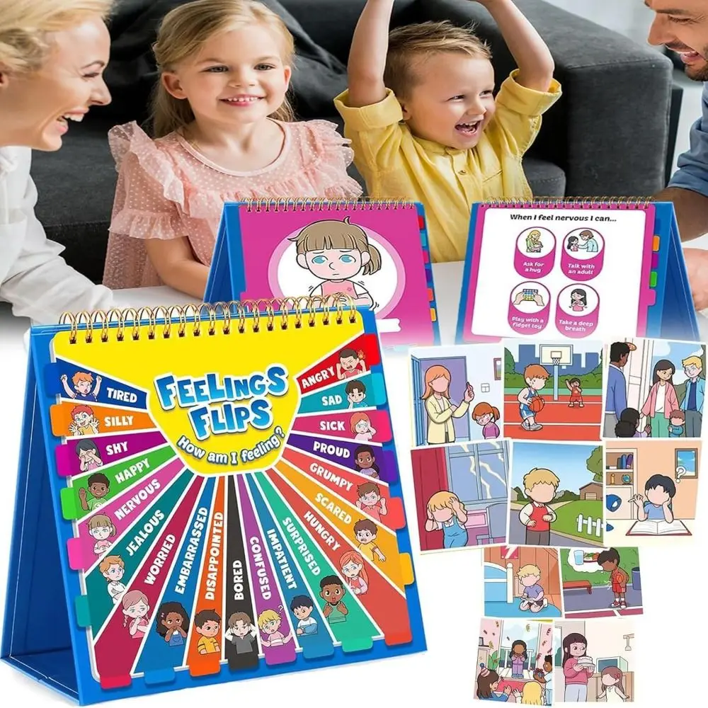 

Early Educational Feelings and Emotions Book Interactive Montessori Social Emotional Book Creative Cognition Reading Flip Book