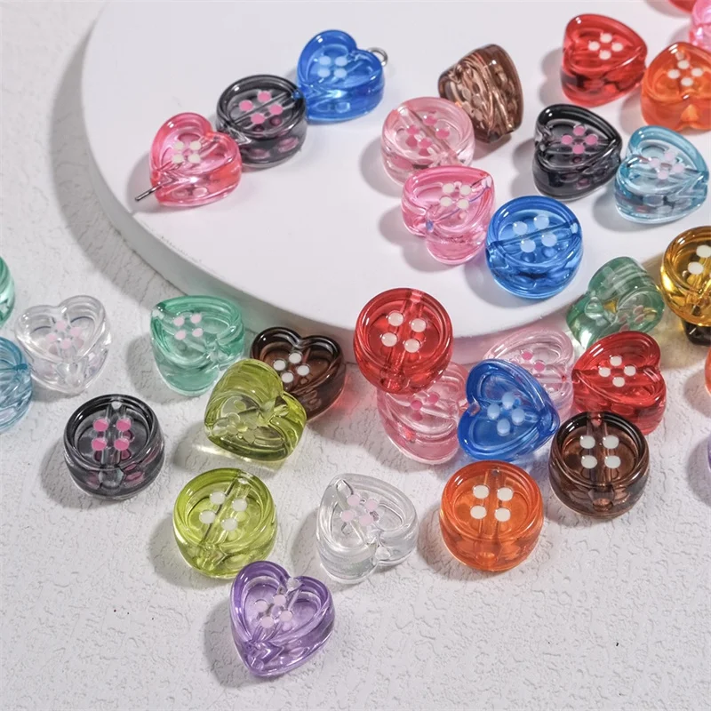 Wholesale 100pcs/lot color dot pattern print geometry rounds hearts shape acrylic beads diy jewelry garment accessory