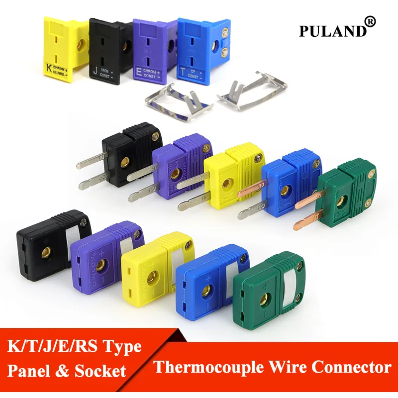 1-100PCS Thermocouple Plug Socket and Panel K/T/J/E/RS Type Miniature Temperature Measuring Wiring Compensation Wire Connectors