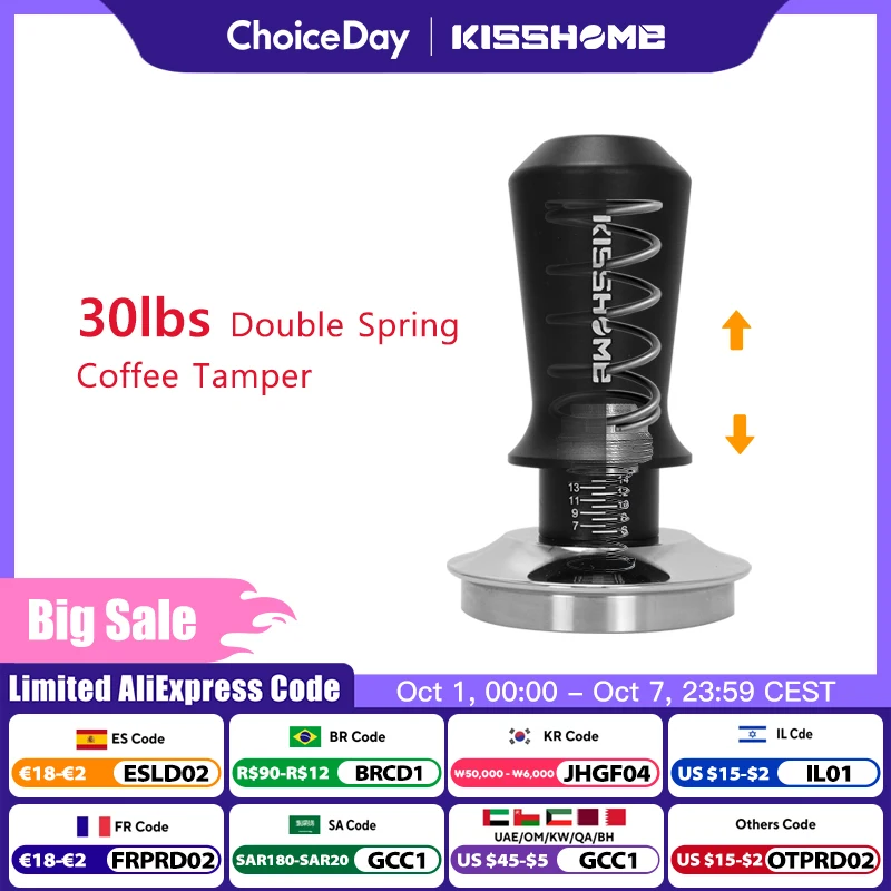 Coffee Tamper 51mm 53mm 58mm Calibrated Dual Spring Loaded 30lb Constant Pressure Leveler Espresso Maker Barista Tools Accsesory