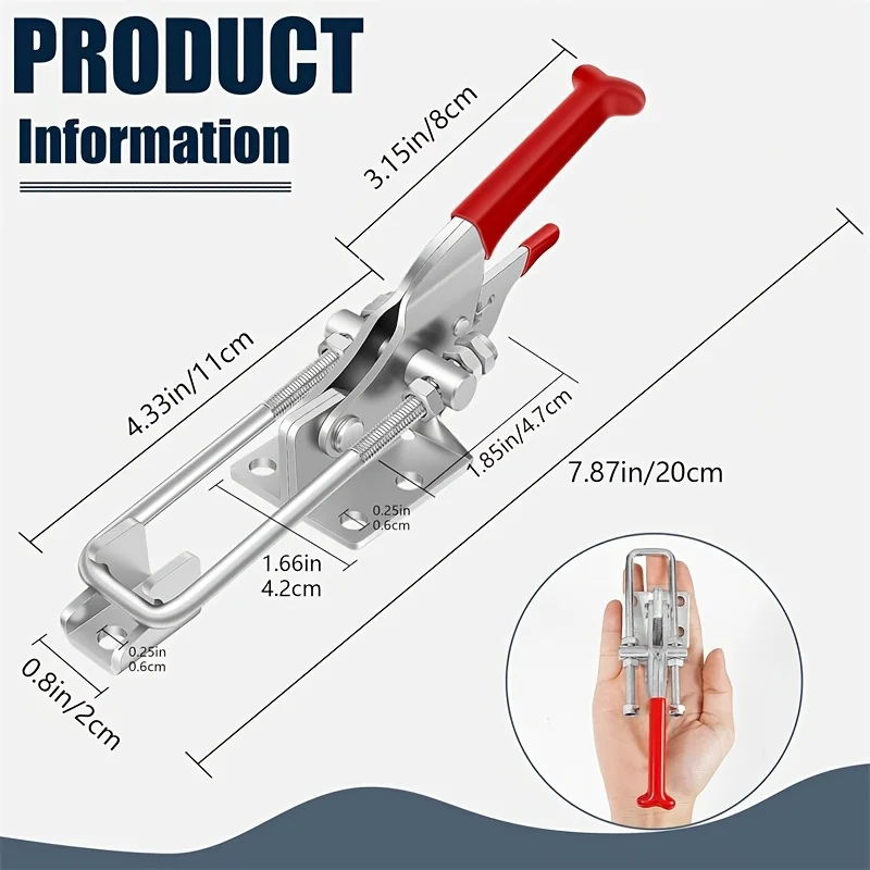 2 Buah Klem Tugas Berat Dapat Disesuaikan Bentuk U Pengunci Otomatis Tipe Baut Pintu Klem Cepat Anti-Selip Klem Dorong Tarik Toggle