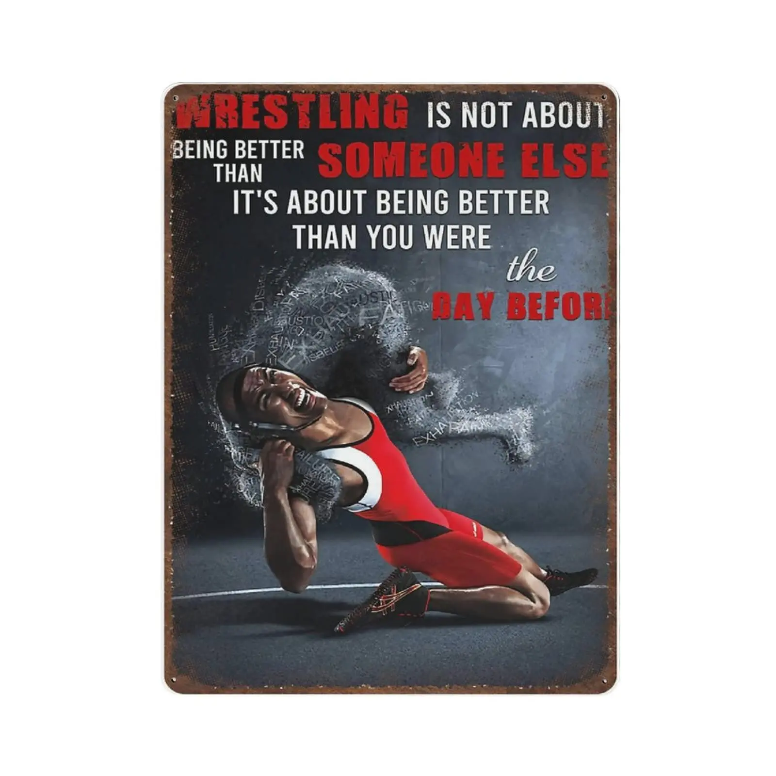 Shabby Durable Thick Metal Sign,Wrestling Tin Sign,Wrestler Room Decor,Gift for Wrestling Lovers,Novelty Signs for Home Kit sign