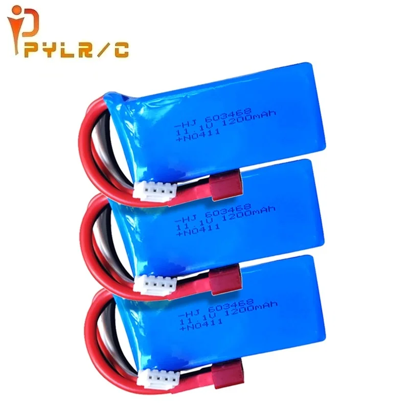 1-2-3PCS 11.1V 1200MAH 603468 lithium battery with T plug for WLtoys WL915 High Speed RC F1 Racing Boat