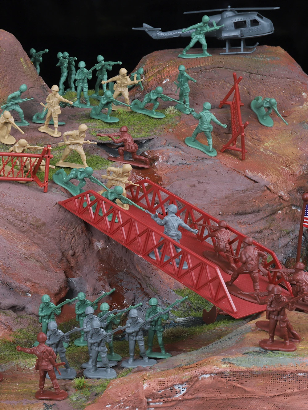 ViiKONDO armée hommes jouet soldat seconde guerre mondiale troupes allemandes américaines bataille 6 Pose militaire gars figurine modèle Wargame drapeau deux couleurs 102 pièces