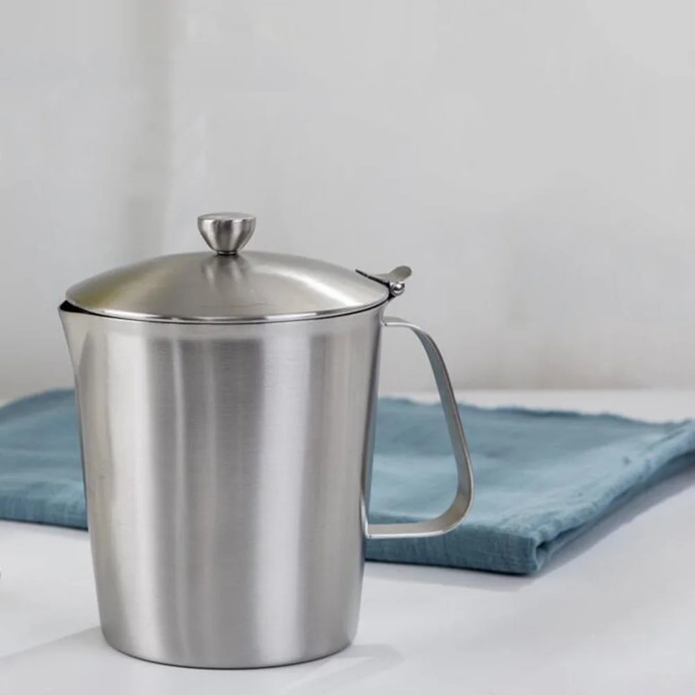 

Stainless Steel Measuring Cup 1000ml Lid Smooth Design Precise Scales Milk Coffee Latte Art Container Measuring Cup