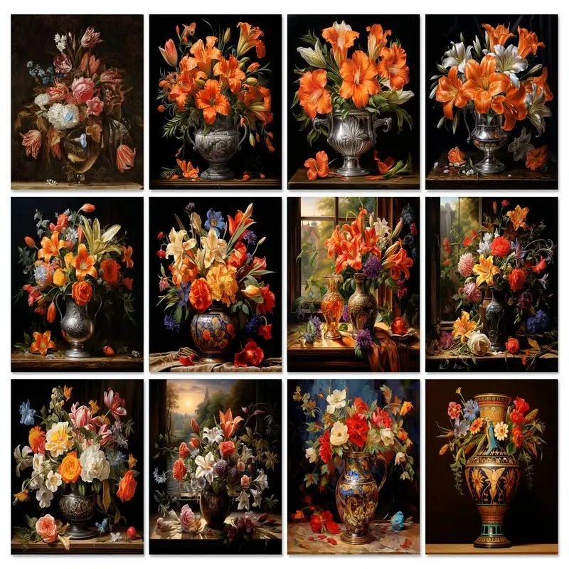 

GATYZTORY Classic Painting By Numbers Kits Flower DIY 60x75cm Drawing By Numbers On Canvas Adults Crafts Framed Home Decor