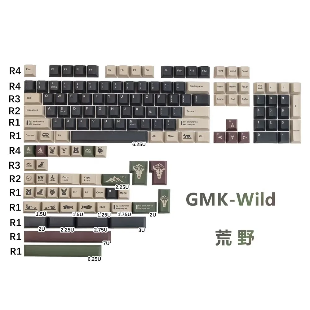 

140 Keys GMK wilderness Keycaps PBT Dye Sublimation Keycap Cherry Profile Key Caps With 1.75 U2U Shift For Customized Keyboards