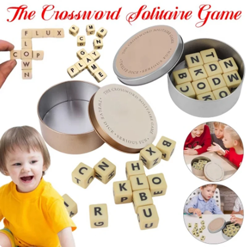 The Crossword Game Multi Functional Dice Letter Collage Travel Portable Spelling Game Crossword Puzzle