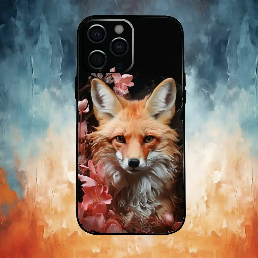 Linda funda de teléfono A-Animal F-Fox para iPhone17,16,15,14,13,12,11 Plus,Pro Max, funda negra suave