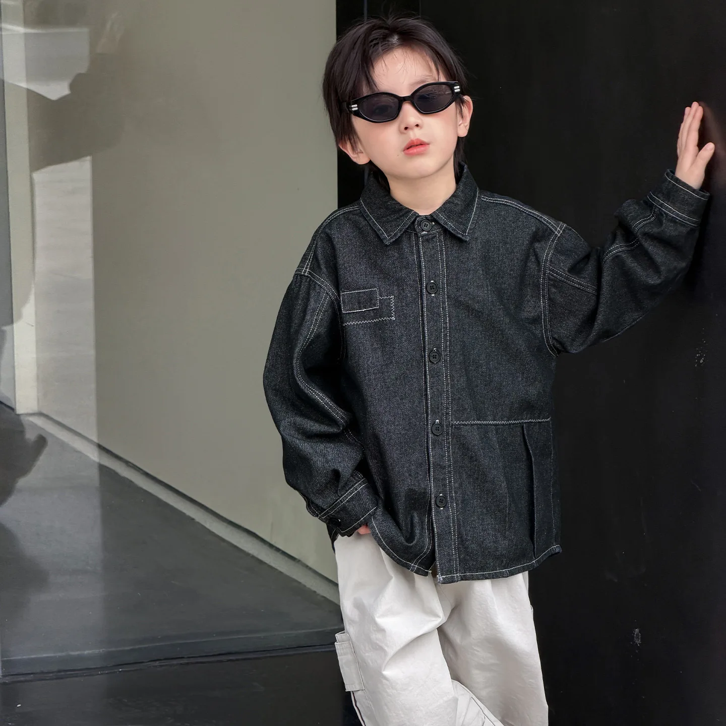 

Denim Shirt Boys Long Sleeve Shirt 2026 Spring New Boys Top Casual Jacket